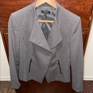 Ann Taylor Gray Asymmetrical Blazer with Structured Shoulders